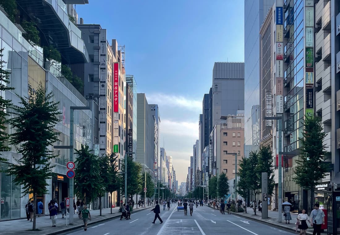 Chuo dori seen from Ginza dori guchi intersection 20240629 171804